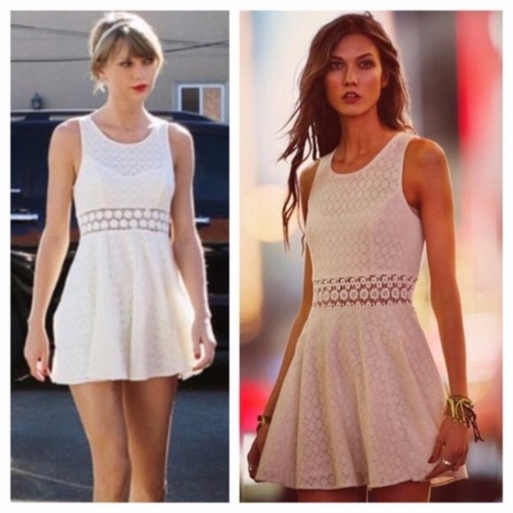 FREE PEOPLE beige cream daisy cut out sleeveless lined floral lace dress… - Picture 2 of 5